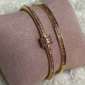 Set of 2 stainless steel gold plated bangles